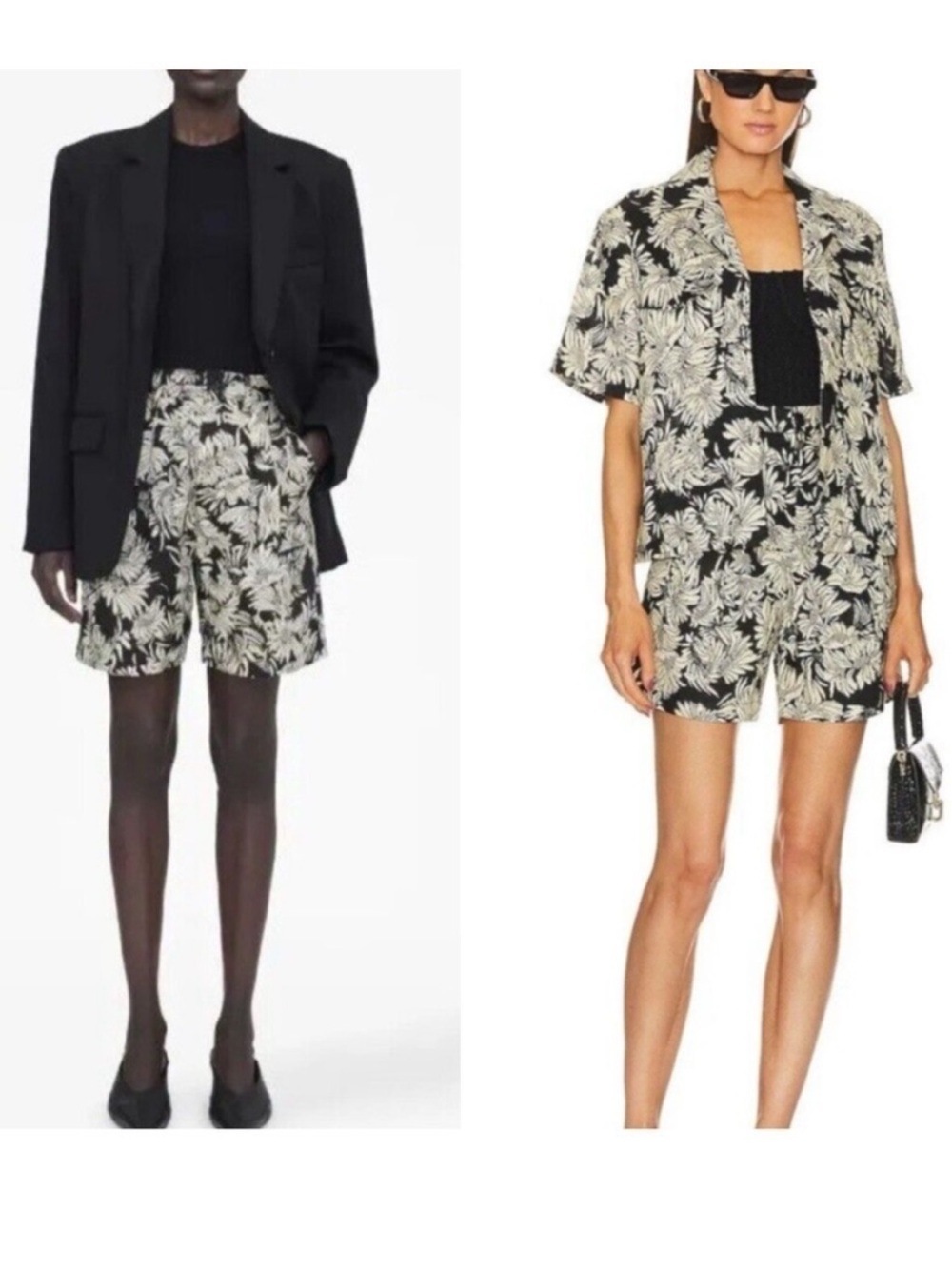 Anine Bing Carrie Linen Shorts in Black Floral Sz 38 US6